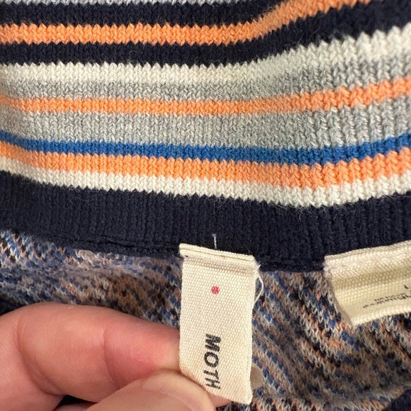 Anthropologie Moth Antica knit a-line midi skirt blue floral sz L - Picture 6 of 8